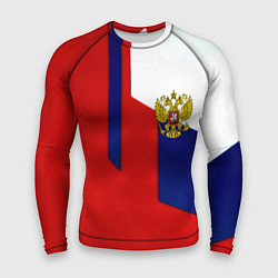 Рашгард мужской Спортивная текстура герб России, цвет: 3D-принт