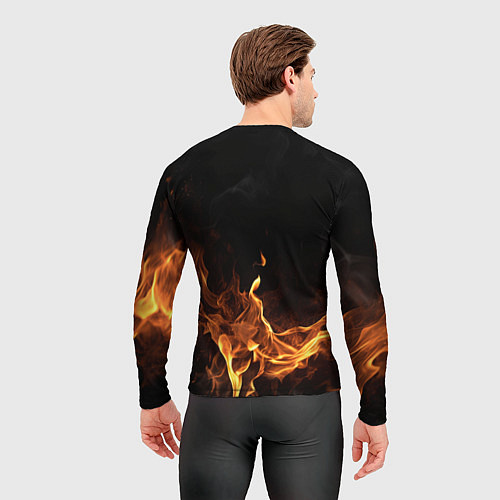 Мужской рашгард Palworld логотип на черном фоне с огнем / 3D-принт – фото 4