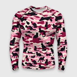 Рашгард мужской Камуфляжные розовые котики, цвет: 3D-принт