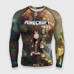 Рашгард мужской Minecraft девушка на острове, цвет: 3D-принт