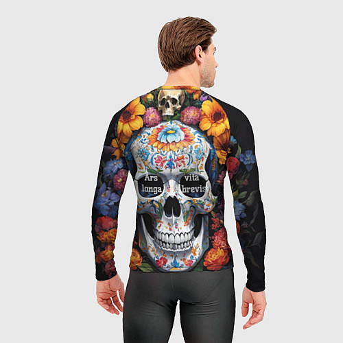 Мужской рашгард Bright colors and a skull / 3D-принт – фото 4
