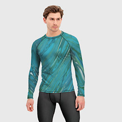 Рашгард мужской Жидкая текстура оттенков морской волны, цвет: 3D-принт — фото 2