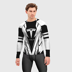 Рашгард мужской Tesla - black and white, цвет: 3D-принт — фото 2