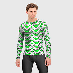 Рашгард мужской Бело-зелёный узор, цвет: 3D-принт — фото 2