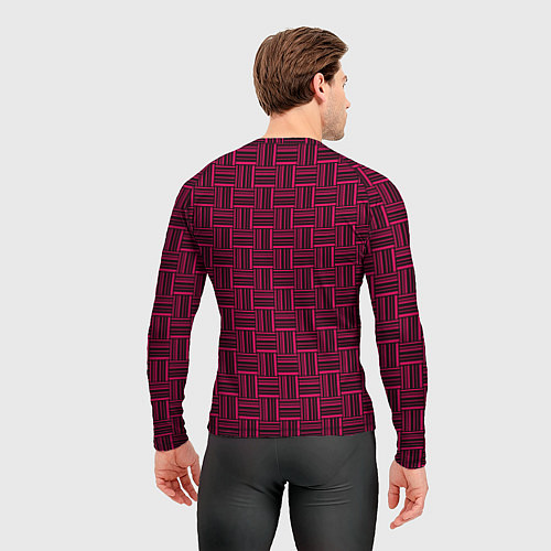 Мужской рашгард Тёмный розовый клетка-полоски / 3D-принт – фото 4