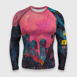 Рашгард мужской Абстрактный город в неоновых цветах, цвет: 3D-принт