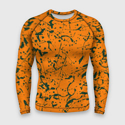Мужской рашгард Оранжевый с брызгами зеленой краски