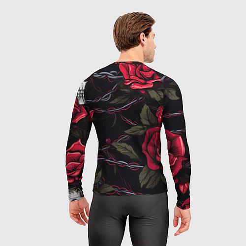 Мужской рашгард Череп и красные розы / 3D-принт – фото 4