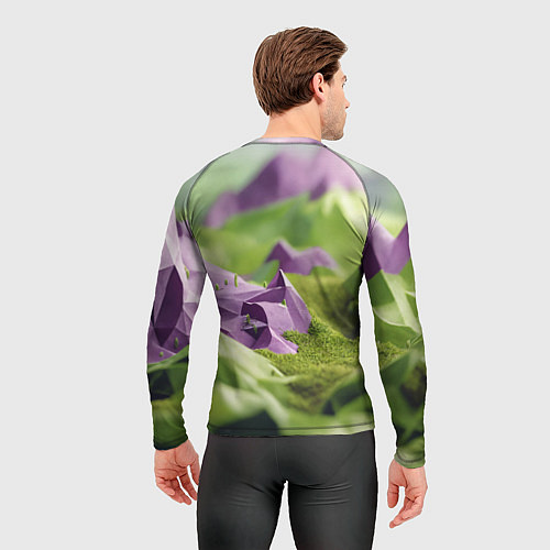 Мужской рашгард Геометрический пейзаж фиолетовый и зеленый / 3D-принт – фото 4