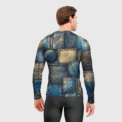 Мужской рашгард Denim patchwork - ai art / 3D-принт – фото 4