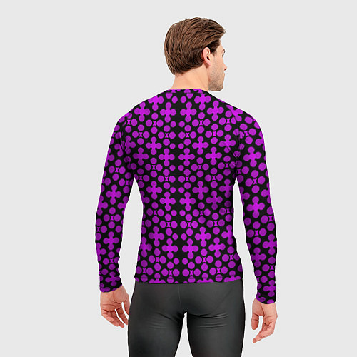 Мужской рашгард Розовые четырёхлистники на чёрном фоне / 3D-принт – фото 4