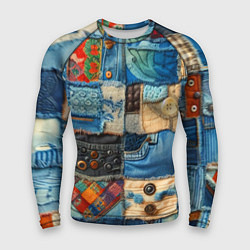 Рашгард мужской Vanguard denim patchwork - ai art, цвет: 3D-принт