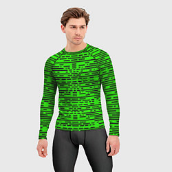 Рашгард мужской Чёрные полосы на зелёном фоне, цвет: 3D-принт — фото 2