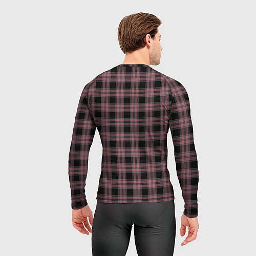 Мужской рашгард Чёрно-розовый клетчатый / 3D-принт – фото 4