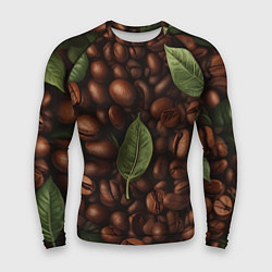 Рашгард мужской Кофейные зёрна с листьями, цвет: 3D-принт