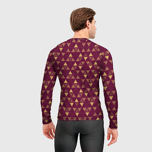 Мужской рашгард Бордо с жёлтыми треугольниками текстурированный па / 3D-принт – фото 4