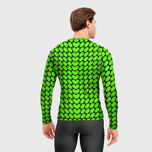 Мужской рашгард Зелёные лепестки шестиугольники / 3D-принт – фото 4