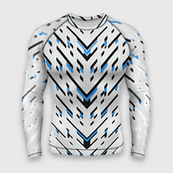 Рашгард мужской Black and blue stripes on a white background, цвет: 3D-принт
