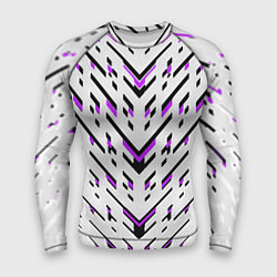 Рашгард мужской Black and purple stripes on a white background, цвет: 3D-принт