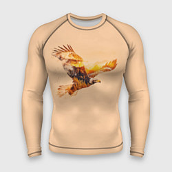 Рашгард мужской Летящий орел и пейзаж на закате, цвет: 3D-принт