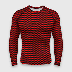 Рашгард мужской Красно-чёрный волнистые линии, цвет: 3D-принт