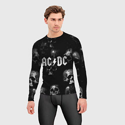 Рашгард мужской AC DC - черные черепа, цвет: 3D-принт — фото 2