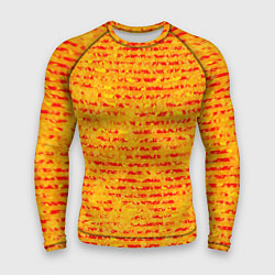 Рашгард мужской Яркий красно-жёлтый абстарктный полосатый, цвет: 3D-принт