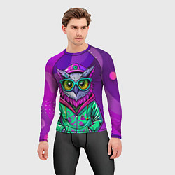 Рашгард мужской Модная сова на фиолетовом, цвет: 3D-принт — фото 2