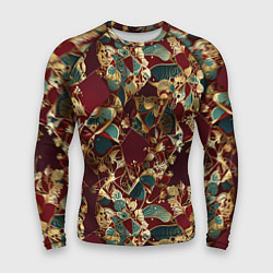 Рашгард мужской Витражный узор на рубиновом фоне, цвет: 3D-принт