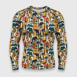 Мужской рашгард Африка паттерн пальмы животные