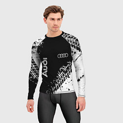 Рашгард мужской Ауди: следы от шин, цвет: 3D-принт — фото 2