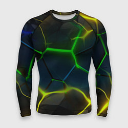 Мужской рашгард Неоновые яркие зеленые плиты с желтым светом