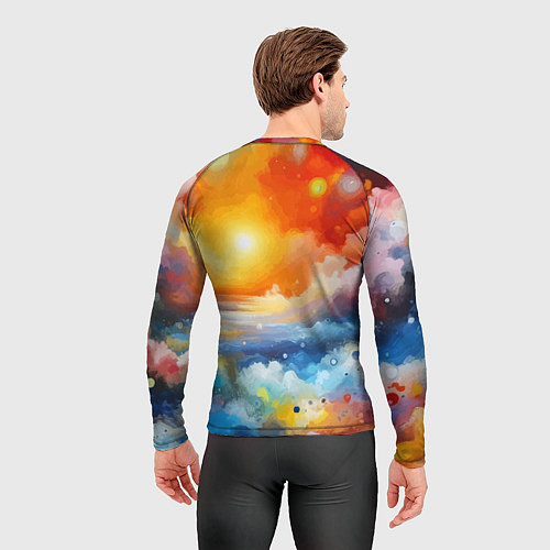 Мужской рашгард Закат солнца - разноцветные облака / 3D-принт – фото 4
