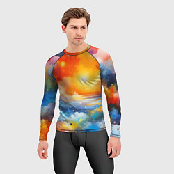 Рашгард мужской Закат солнца - разноцветные облака, цвет: 3D-принт — фото 2
