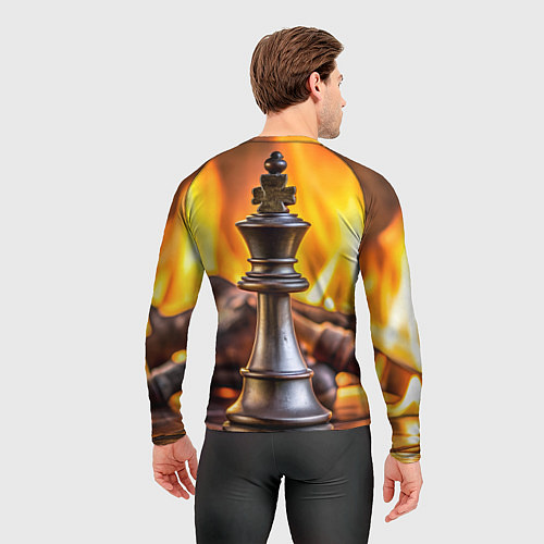 Мужской рашгард Шахматы - король на фоне огня / 3D-принт – фото 4