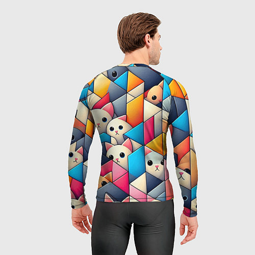 Мужской рашгард Geometric pattern with kittens - ai art / 3D-принт – фото 4