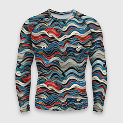 Рашгард мужской Разноцветные абстрактные волны, цвет: 3D-принт