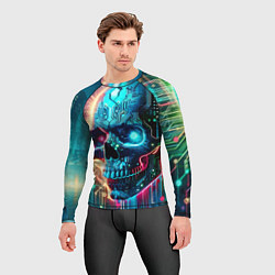 Рашгард мужской Cool cyber skull - neon glow, цвет: 3D-принт — фото 2