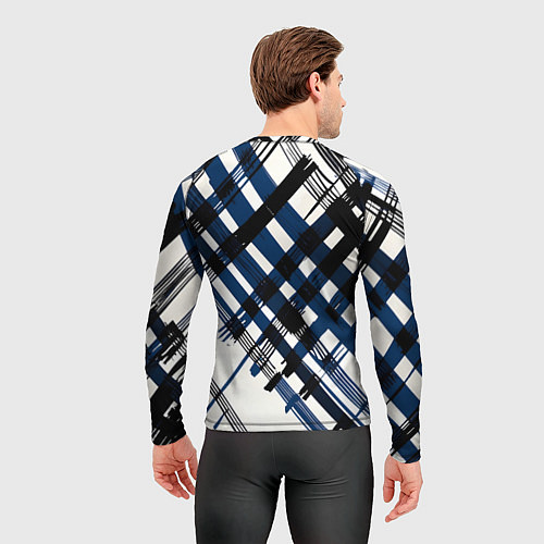 Мужской рашгард Косая клетка бело-синяя / 3D-принт – фото 4