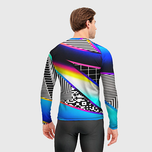Мужской рашгард Neon stripes geometry / 3D-принт – фото 4