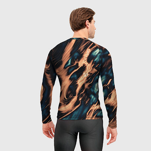 Мужской рашгард Абстракция тёмный бирюзово-медный / 3D-принт – фото 4