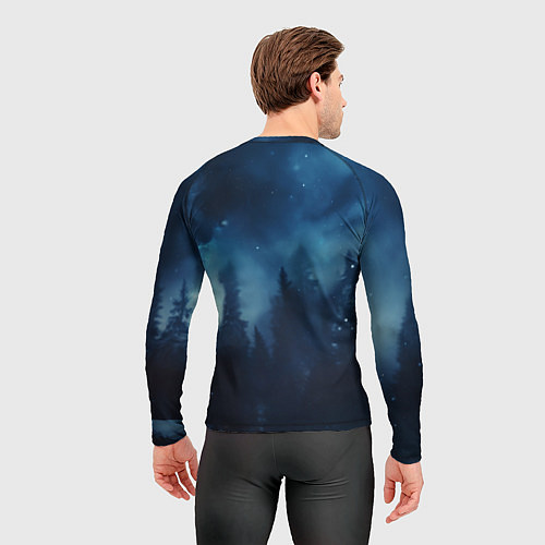 Мужской рашгард Голова волка и небо / 3D-принт – фото 4