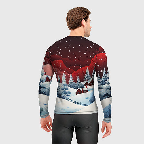 Мужской рашгард Новогодняя змейка и снегопад / 3D-принт – фото 4