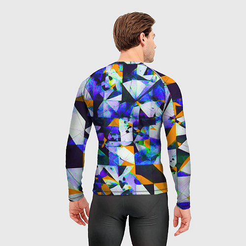 Мужской рашгард Жёлто-синяя тревожная абстракция на белом фоне / 3D-принт – фото 4