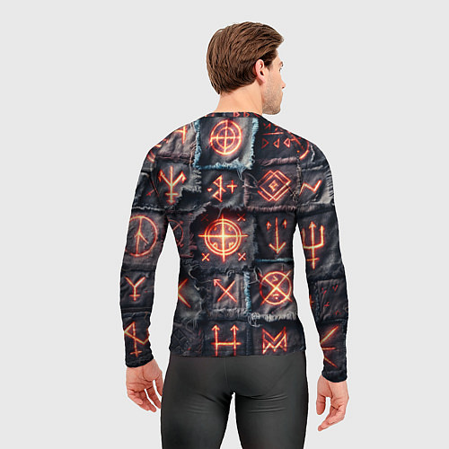Мужской рашгард Символы викингов на пэчворк джинсах / 3D-принт – фото 4