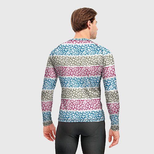 Мужской рашгард Горизонтальные разноцветные полосы с тигровым узор / 3D-принт – фото 4