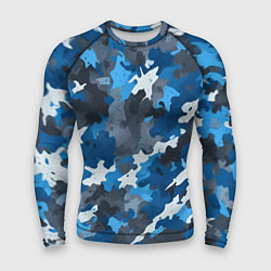 Рашгард мужской Синий армейский камуфляж, цвет: 3D-принт
