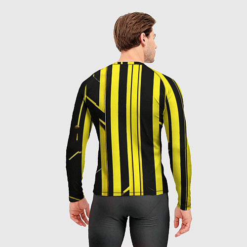 Мужской рашгард Толстые жёлтые полосы на чёрном фоне / 3D-принт – фото 4