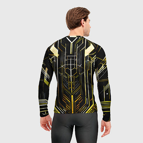 Мужской рашгард Gold lines on a black background / 3D-принт – фото 4