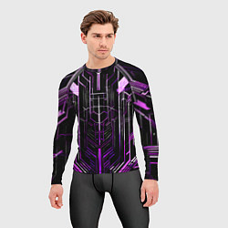Рашгард мужской Purple lines on a black background, цвет: 3D-принт — фото 2